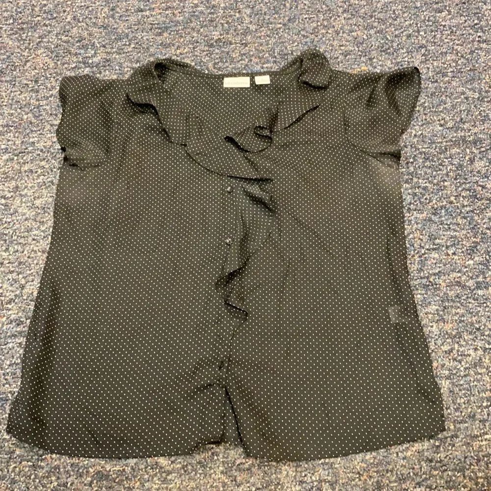 Liz Claiborne Sheer Polka Dot Button Up Blouse L
